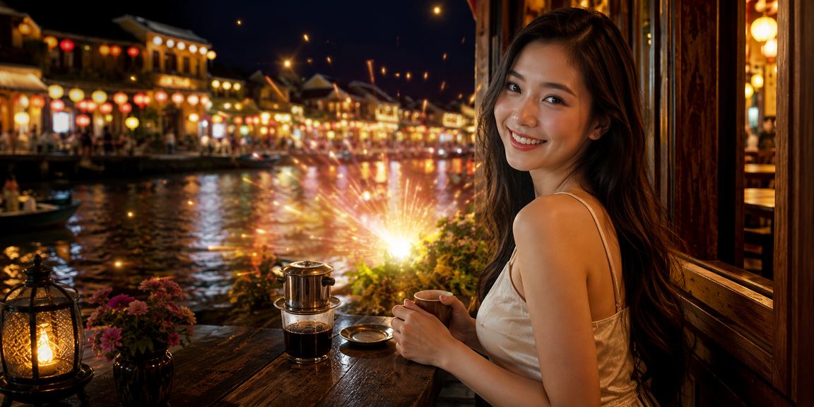 Người dùng Hội An xem voucher nohu52 bên ly cà phê buổi sáng